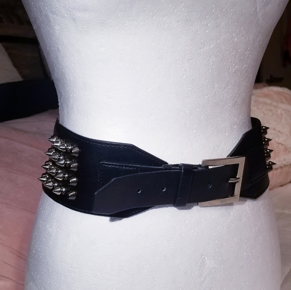 Goth Studded Wide Stretchy Belt - Picture 2 of 10